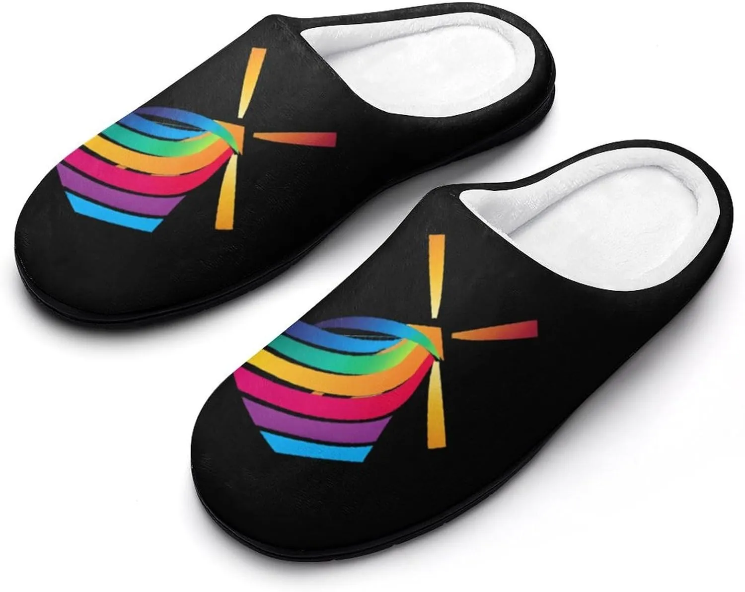 Winds of Change Rainbow Printed Men's Cotton Slipper Shoes Soft Anti-Skid Sole Home Shoe for House Indoor Outdoor