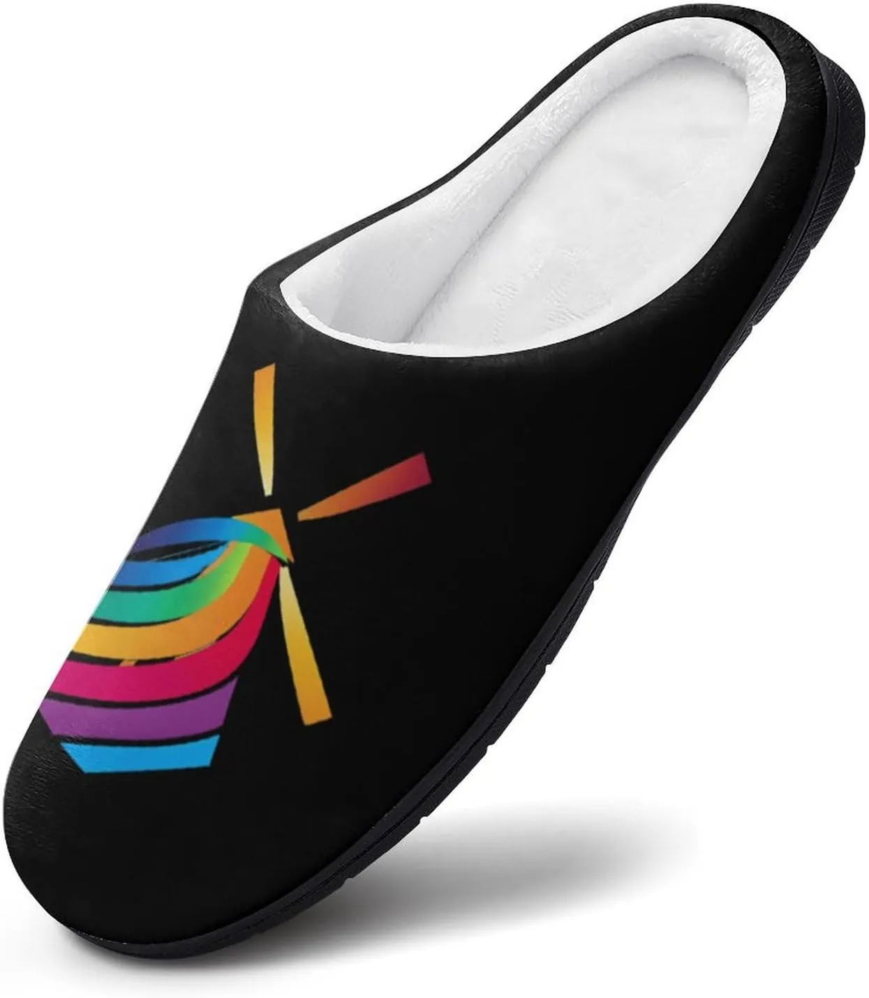 Winds of Change Rainbow Printed Men's Cotton Slipper Shoes Soft Anti-Skid Sole Home Shoe for House Indoor Outdoor