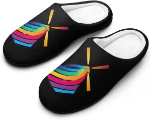 Winds of Change Rainbow Printed Men's Cotton Slipper Shoes Soft Anti-Skid Sole Home Shoe for House Indoor Outdoor