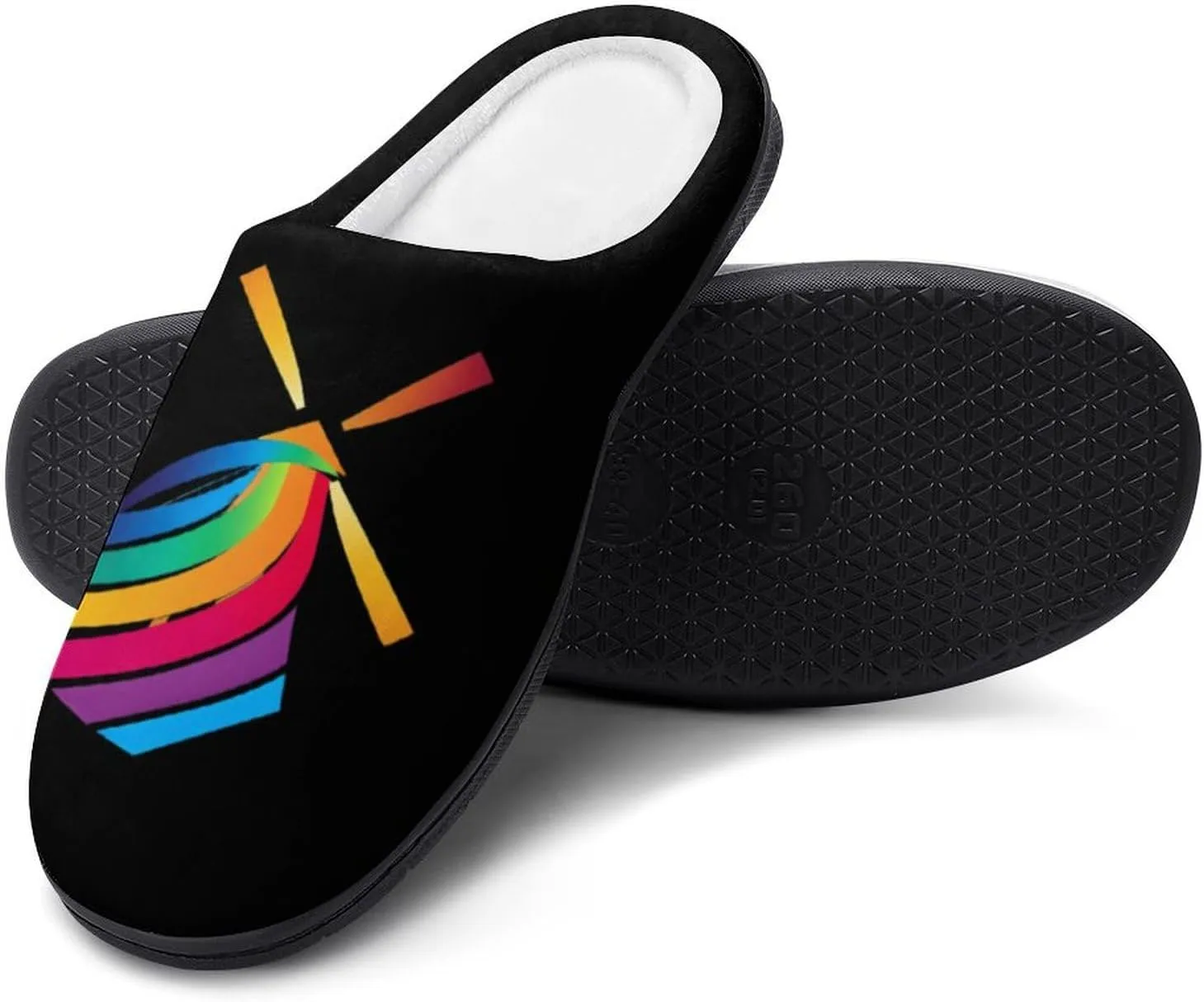 Winds of Change Rainbow Printed Men's Cotton Slipper Shoes Soft Anti-Skid Sole Home Shoe for House Indoor Outdoor