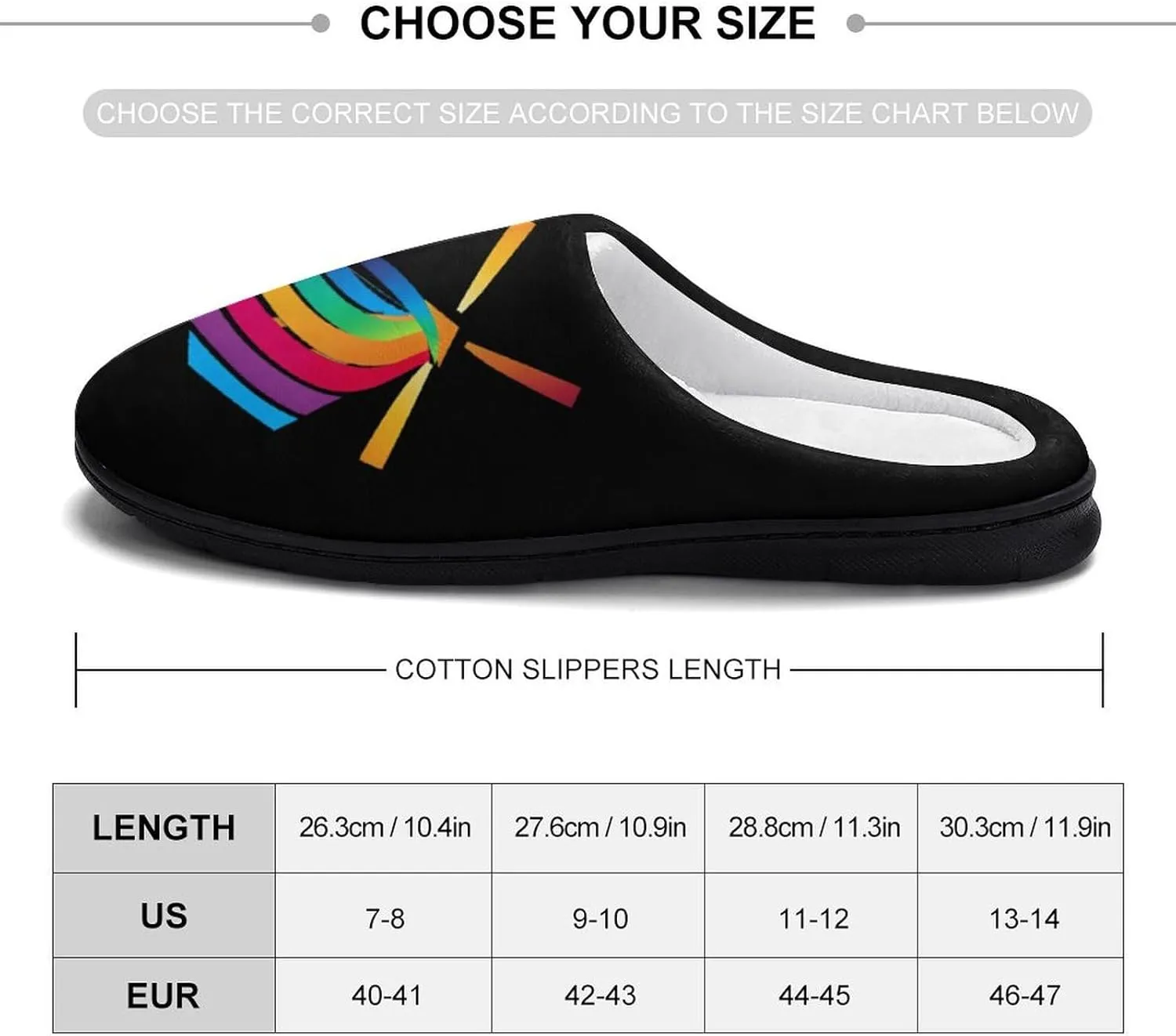 Winds of Change Rainbow Printed Men's Cotton Slipper Shoes Soft Anti-Skid Sole Home Shoe for House Indoor Outdoor