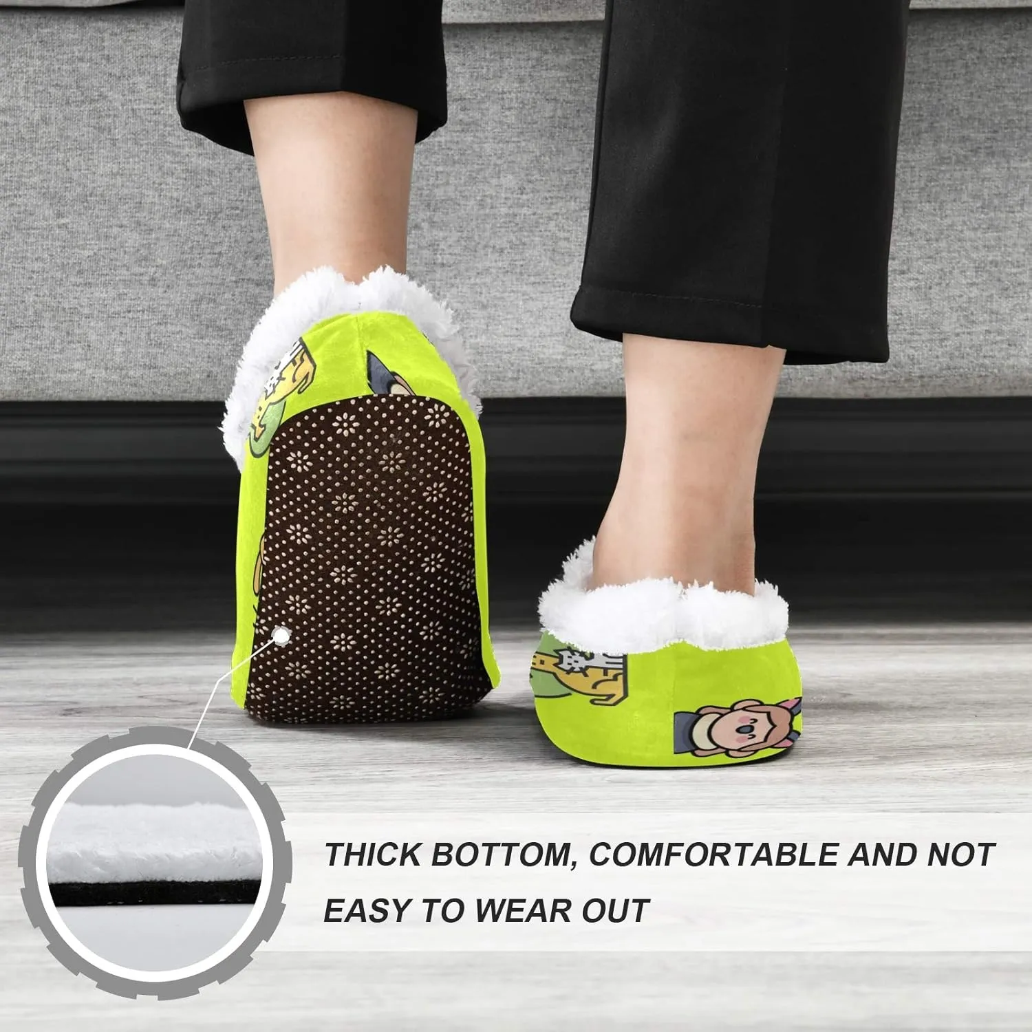 Winter House Slippers for Women/Men with Art Graphic Design Element Cozy Fleece Slippers