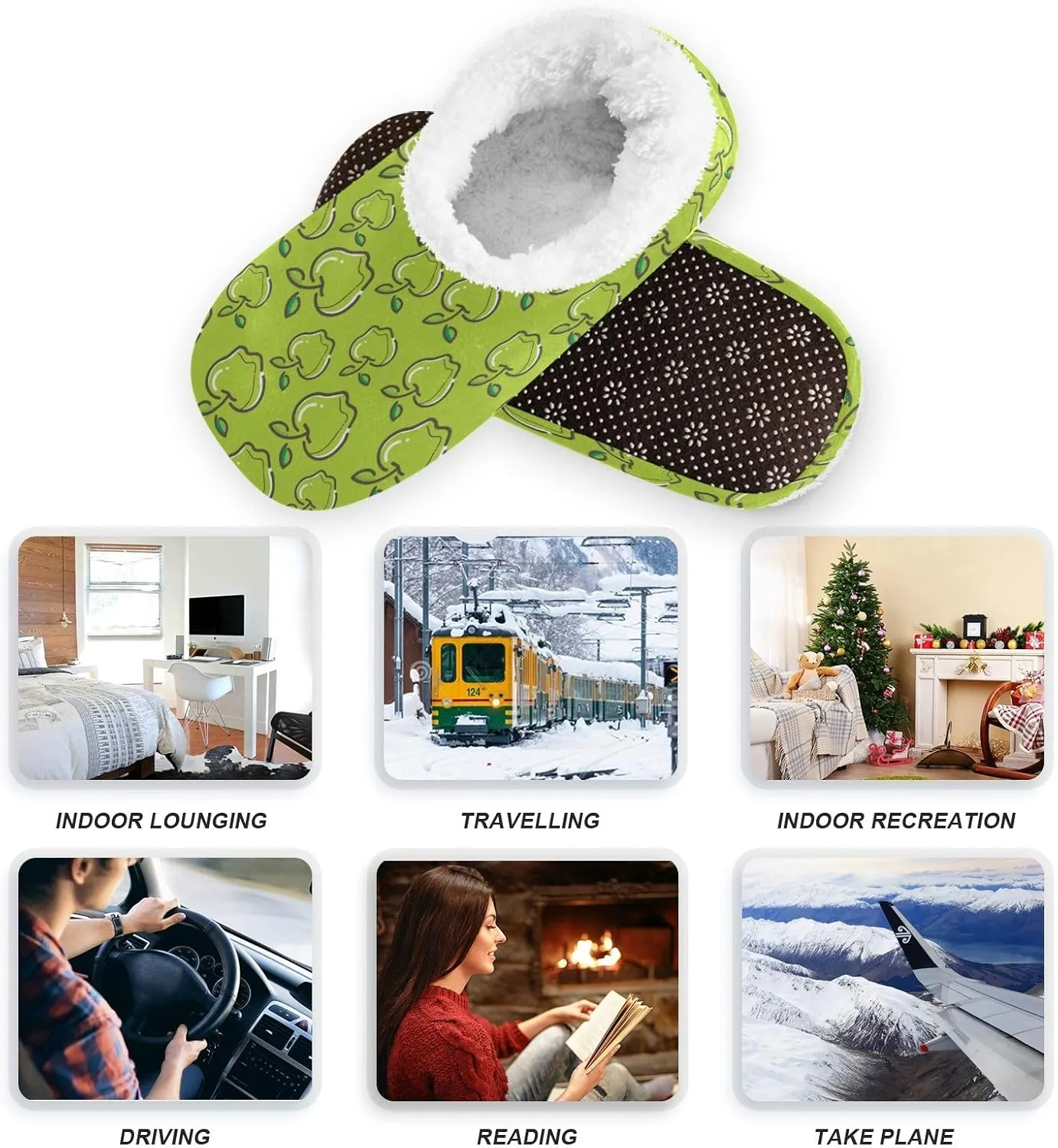 Winter House Slippers for Women/Men with Flowers Bouquets Element Cozy Fleece Slippers