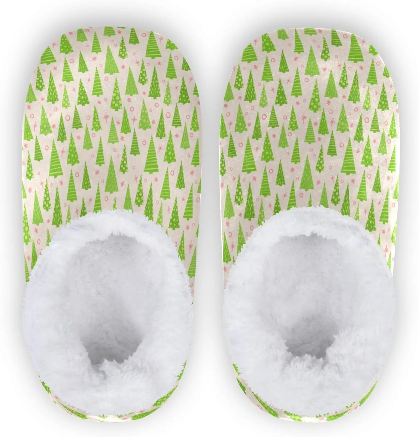 Winter House Slippers for Women/Men with Happy Winter Pug Dog Element Cozy Fleece Slippers