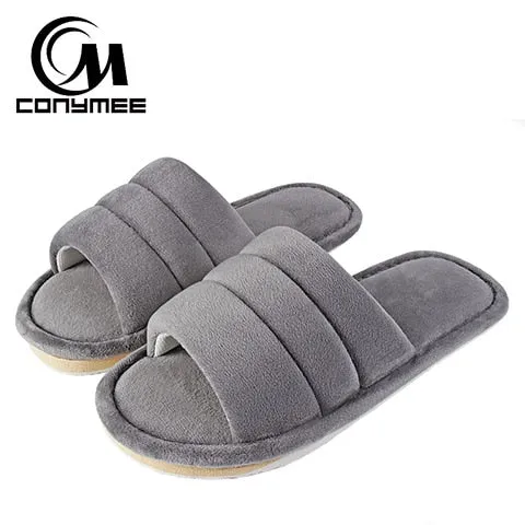 Winter Men Home Indoor Slippers Flip Flops Soft Plush Warm Casual House Shoes Sandals Male Anti Skid Furry Bedroom Slippers Shoe