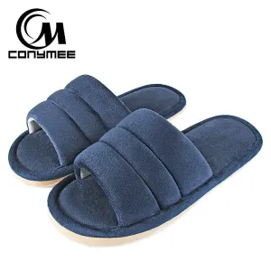 Winter Men Home Indoor Slippers Flip Flops Soft Plush Warm Casual House Shoes Sandals Male Anti Skid Furry Bedroom Slippers Shoe