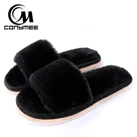 Winter Men Home Indoor Slippers Flip Flops Soft Plush Warm Casual House Shoes Sandals Male Anti Skid Furry Bedroom Slippers Shoe