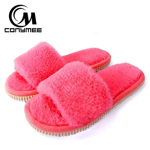 Winter Men Home Indoor Slippers Flip Flops Soft Plush Warm Casual House Shoes Sandals Male Anti Skid Furry Bedroom Slippers Shoe