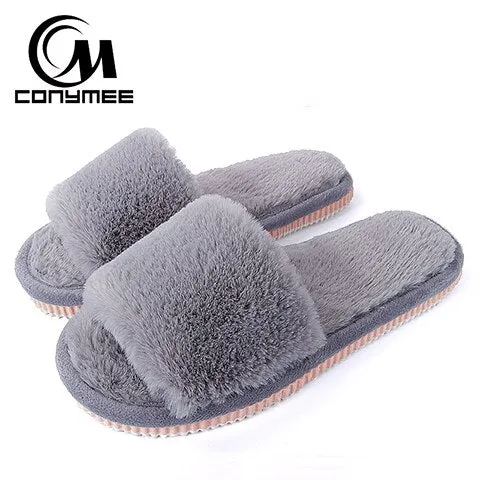 Winter Men Home Indoor Slippers Flip Flops Soft Plush Warm Casual House Shoes Sandals Male Anti Skid Furry Bedroom Slippers Shoe