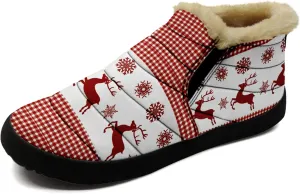 Winter Snow Boots for Christmas, Fur Lined Ankle Boots Slip On Outdoor Custom Booties Comfortable Shoes for Women Xmas Gift