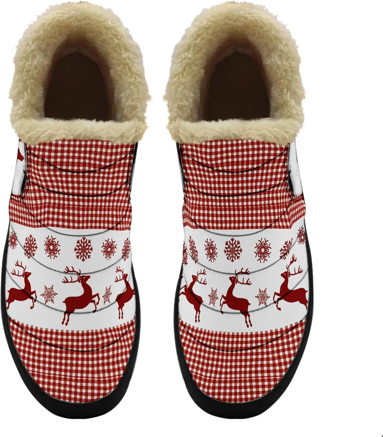 Winter Snow Boots for Christmas, Fur Lined Ankle Boots Slip On Outdoor Custom Booties Comfortable Shoes for Women Xmas Gift