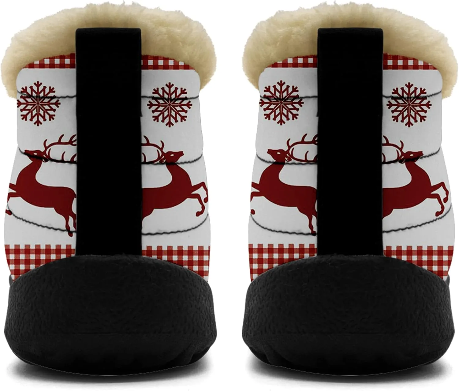 Winter Snow Boots for Christmas, Fur Lined Ankle Boots Slip On Outdoor Custom Booties Comfortable Shoes for Women Xmas Gift