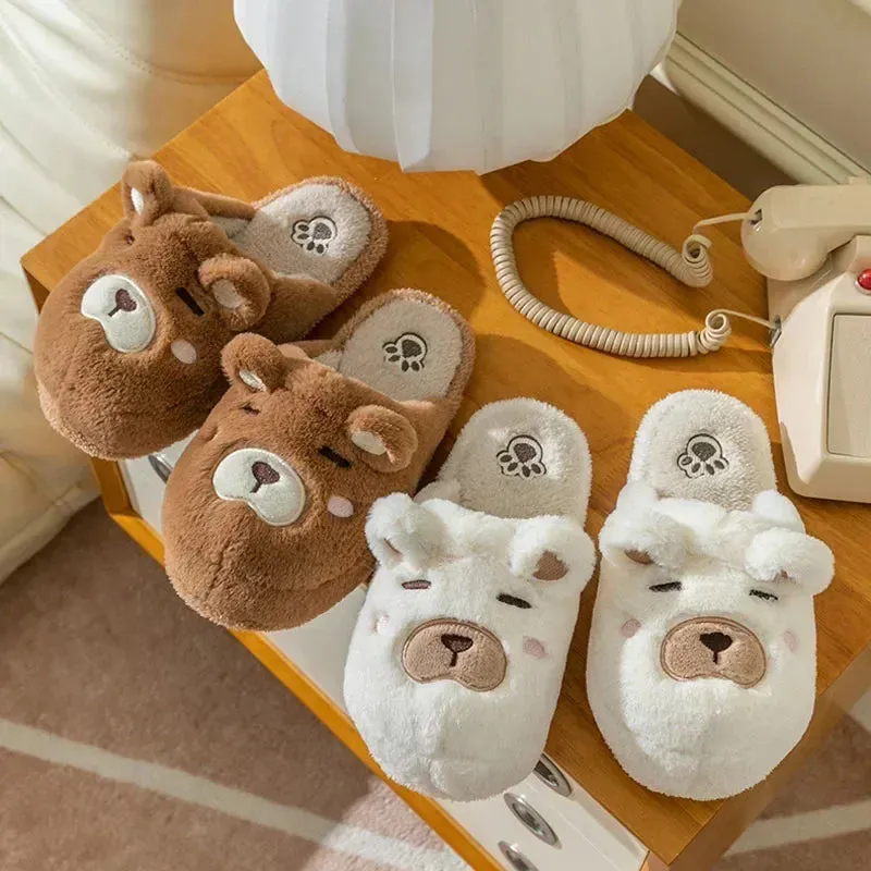 Winter Warm Plush Cotton Indoor Funny Fuzzy Floor House Slipper