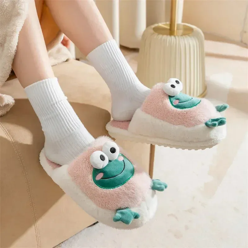 Winter Warm Plush Cotton Indoor Funny Fuzzy Floor House Slipper