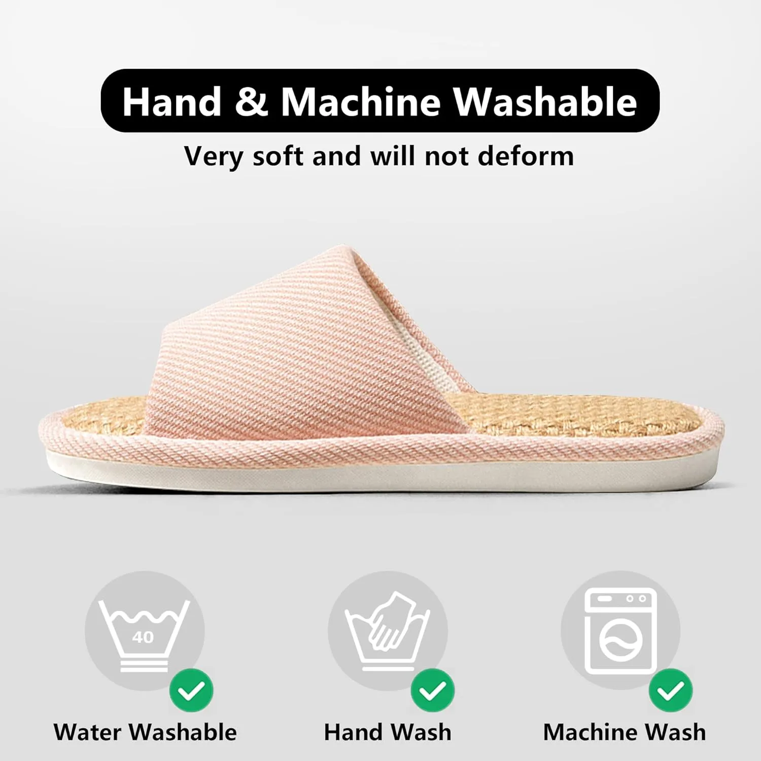 Women And Men House Fabric Slippers Indoor And Outdoor, Non-Slip Memory Foam Open-Toe Home Shoes, Soft Bottom Linen Unisex Washable Cotton Casual