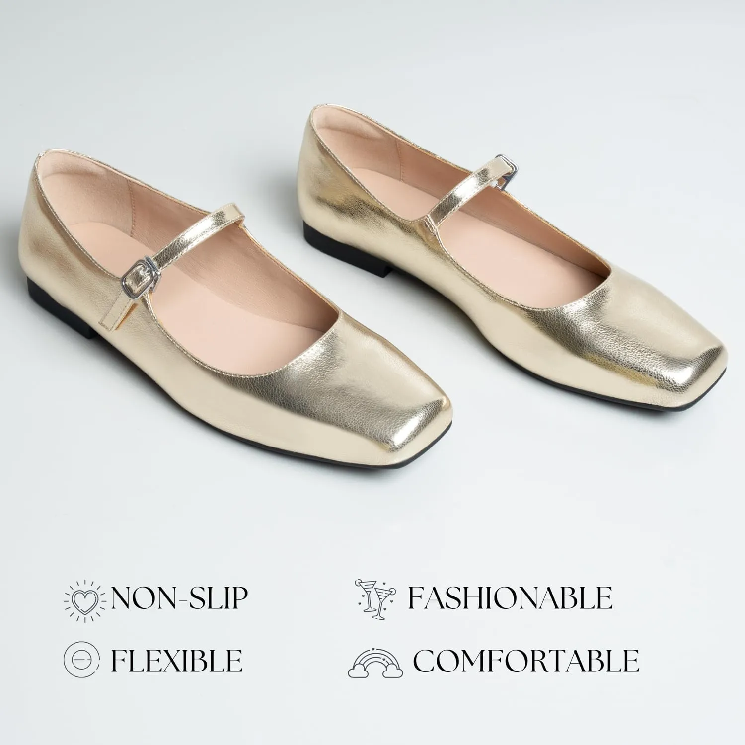 Women Mary Jane Shoes,Slip On Ankle Strap Dress Flat Shoes