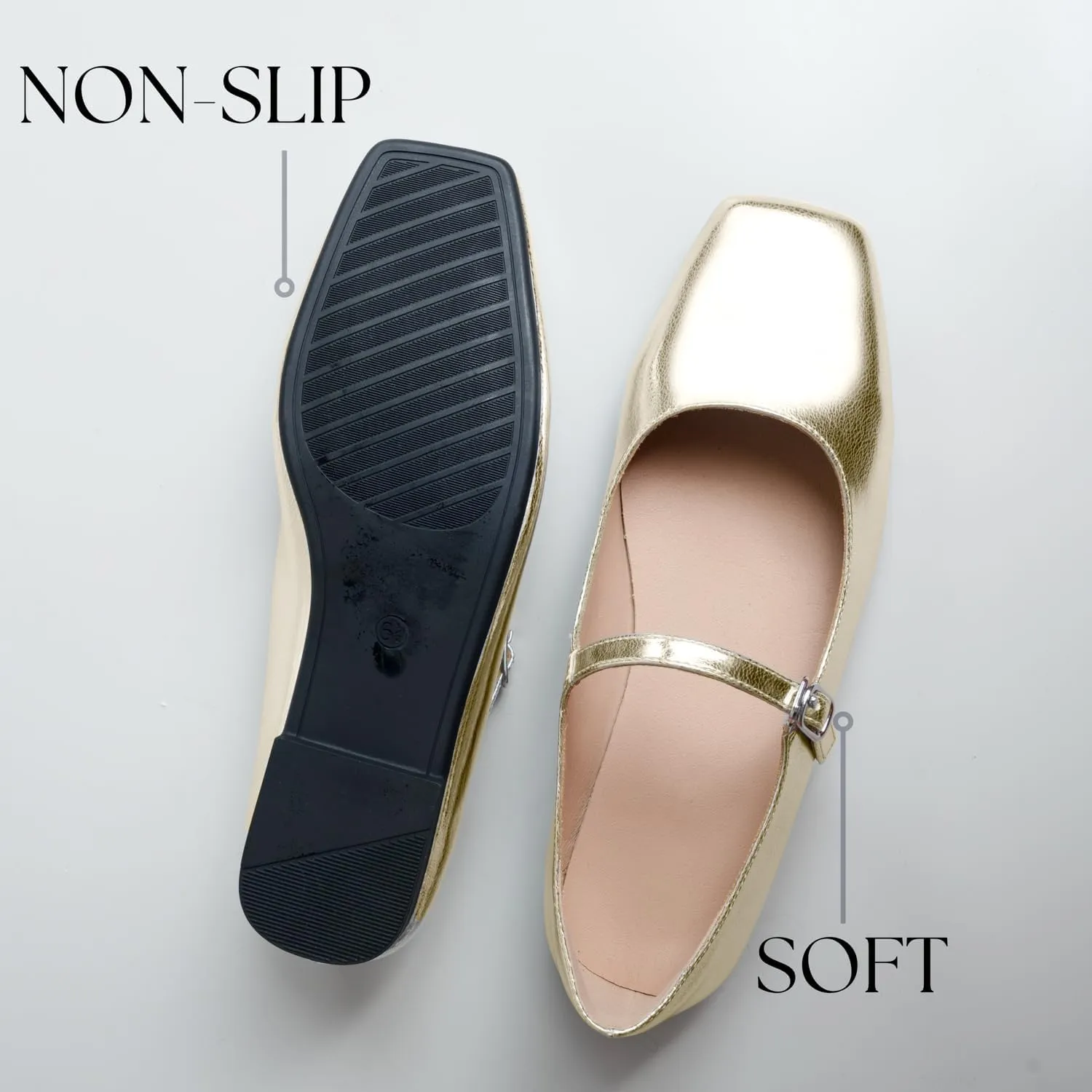 Women Mary Jane Shoes,Slip On Ankle Strap Dress Flat Shoes