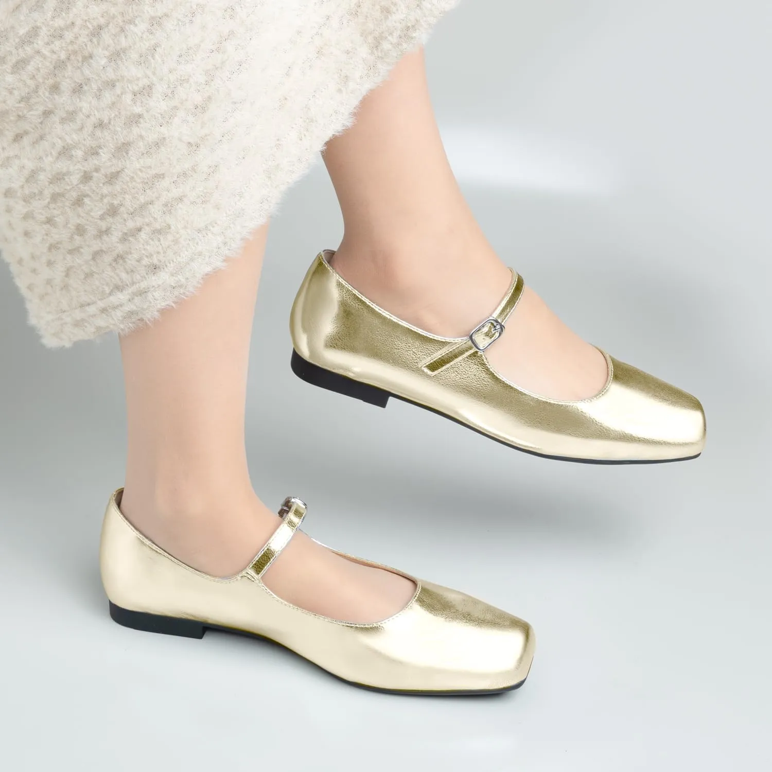 Women Mary Jane Shoes,Slip On Ankle Strap Dress Flat Shoes