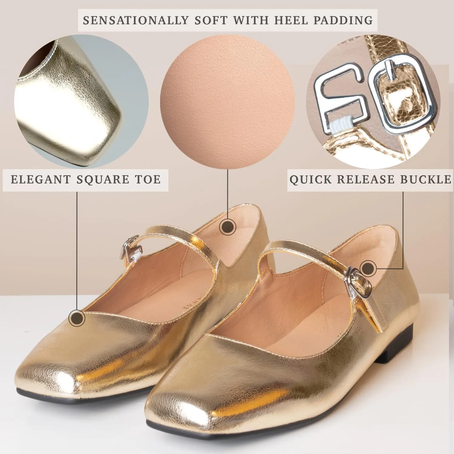 Women Mary Jane Shoes,Slip On Ankle Strap Dress Flat Shoes