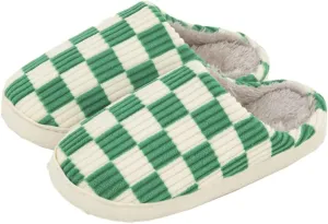 Women Men House Slippers Soft Plaid Scuff Slides Cozy Memory Foam Slipper Slip on Warm Checkered Shoes Indoor Outdoor