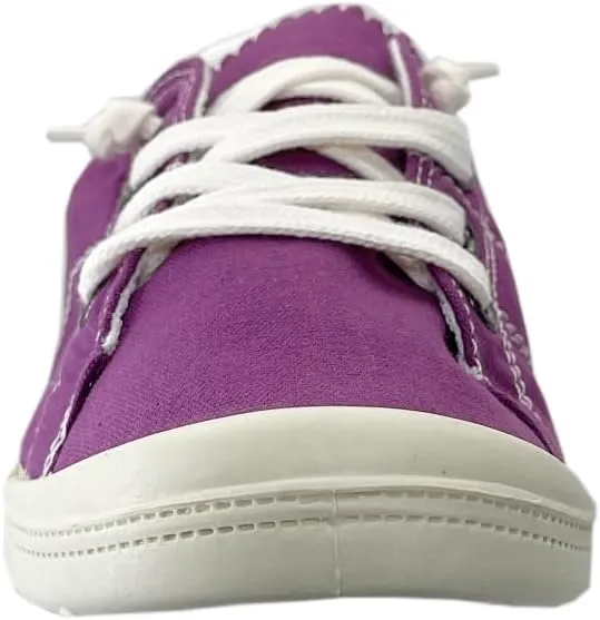 Women Slip-On Linen Canvas Lace-Up Fashion Sneaker