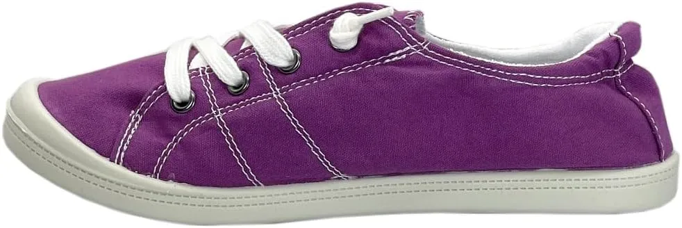 Women Slip-On Linen Canvas Lace-Up Fashion Sneaker