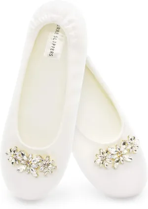 Women's Bridal Satin Slippers Comfortable Dancing Shoes for Bride