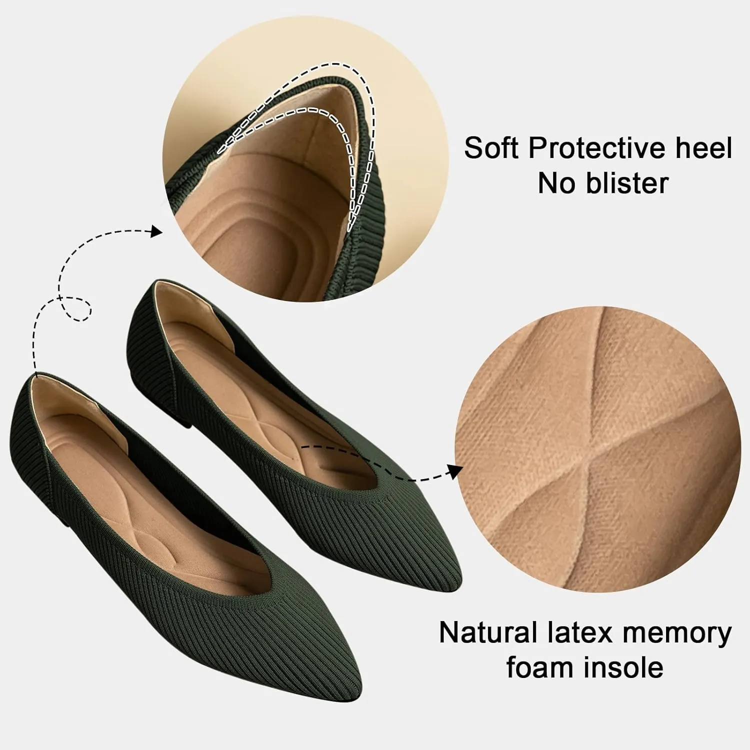 Women's Flats Shoes Pointed Toe Knit Ballet Comfortable Dressy Slip On Flat