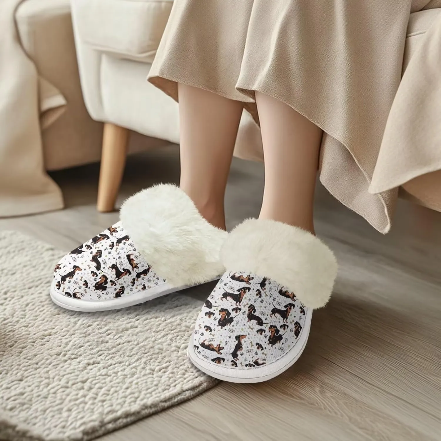 Women's Fuzzy Memory Foam Slippers Fully Fur Lined bedroom House Slippers Closed Toe Plush Warm Slip-on Indoor Shoes