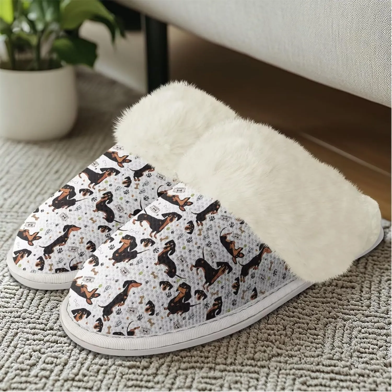 Women's Fuzzy Memory Foam Slippers Fully Fur Lined bedroom House Slippers Closed Toe Plush Warm Slip-on Indoor Shoes