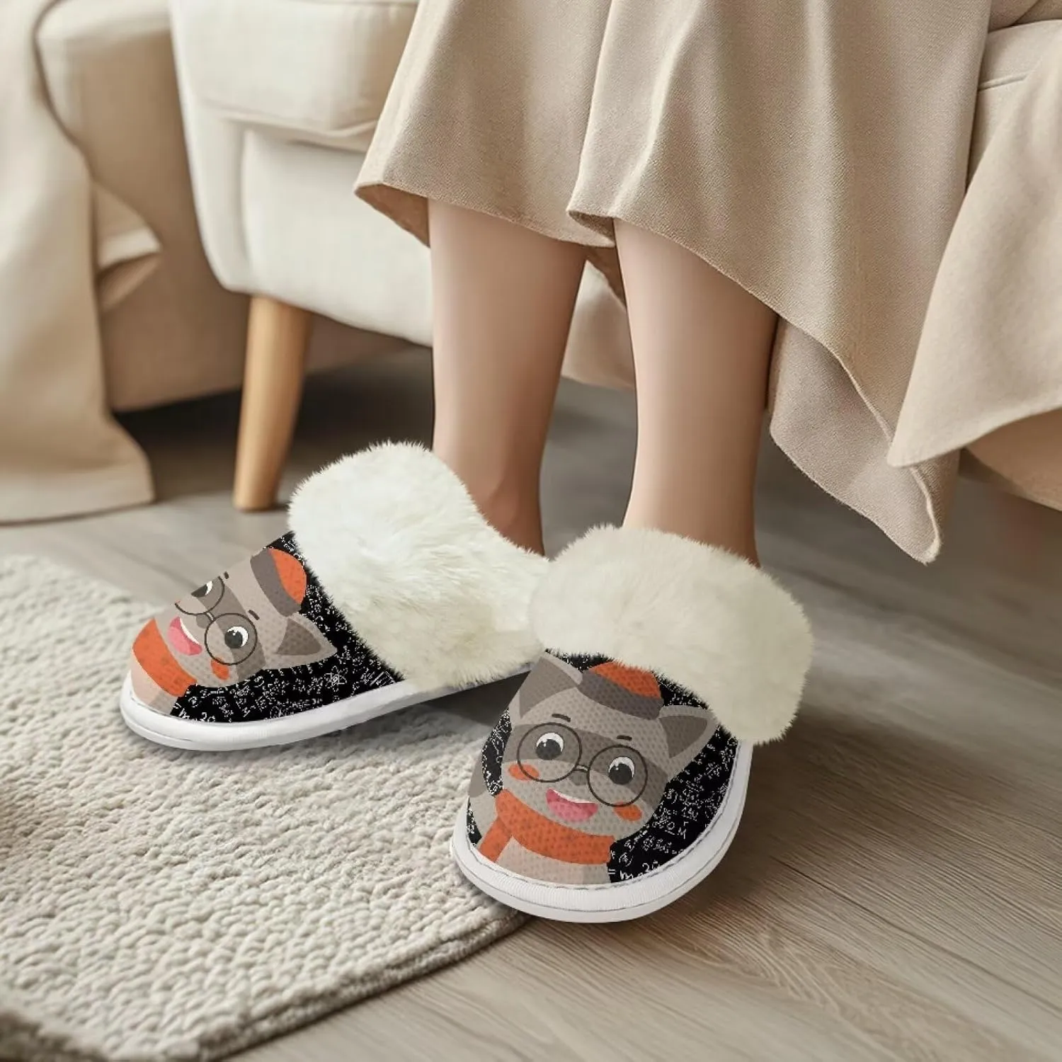 Women's Fuzzy Slip On Slippers Warm Cozy Soft Plush Slippers Lightweight Winter Fluffy Non Slip Indoor House Shoes Size 5-10