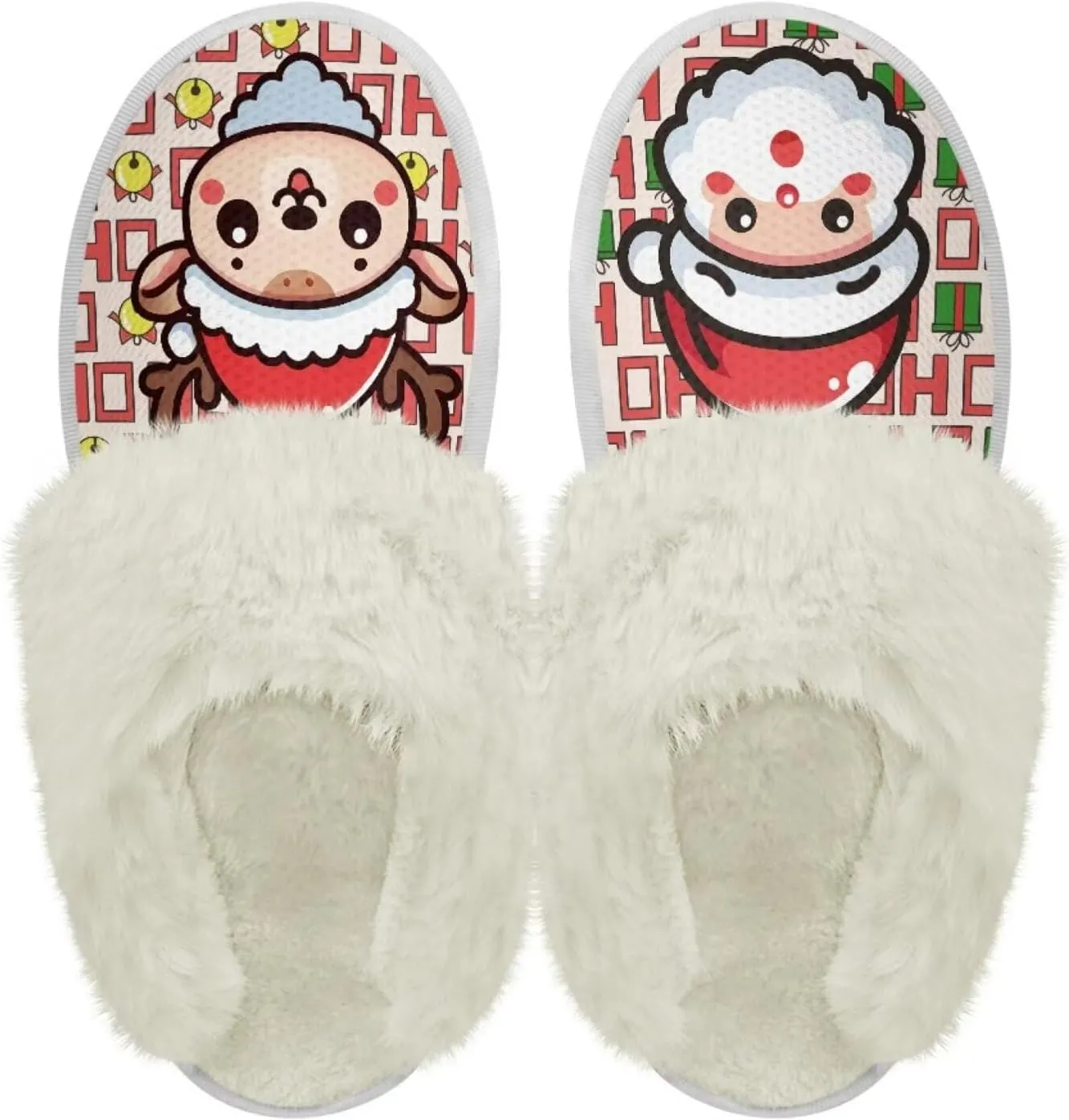 Women's Fuzzy Slippers Cozy Soft Indoor House Shoes with Anti-Skid Sole, Memory Foam Slippers Mens Slip On Shoes