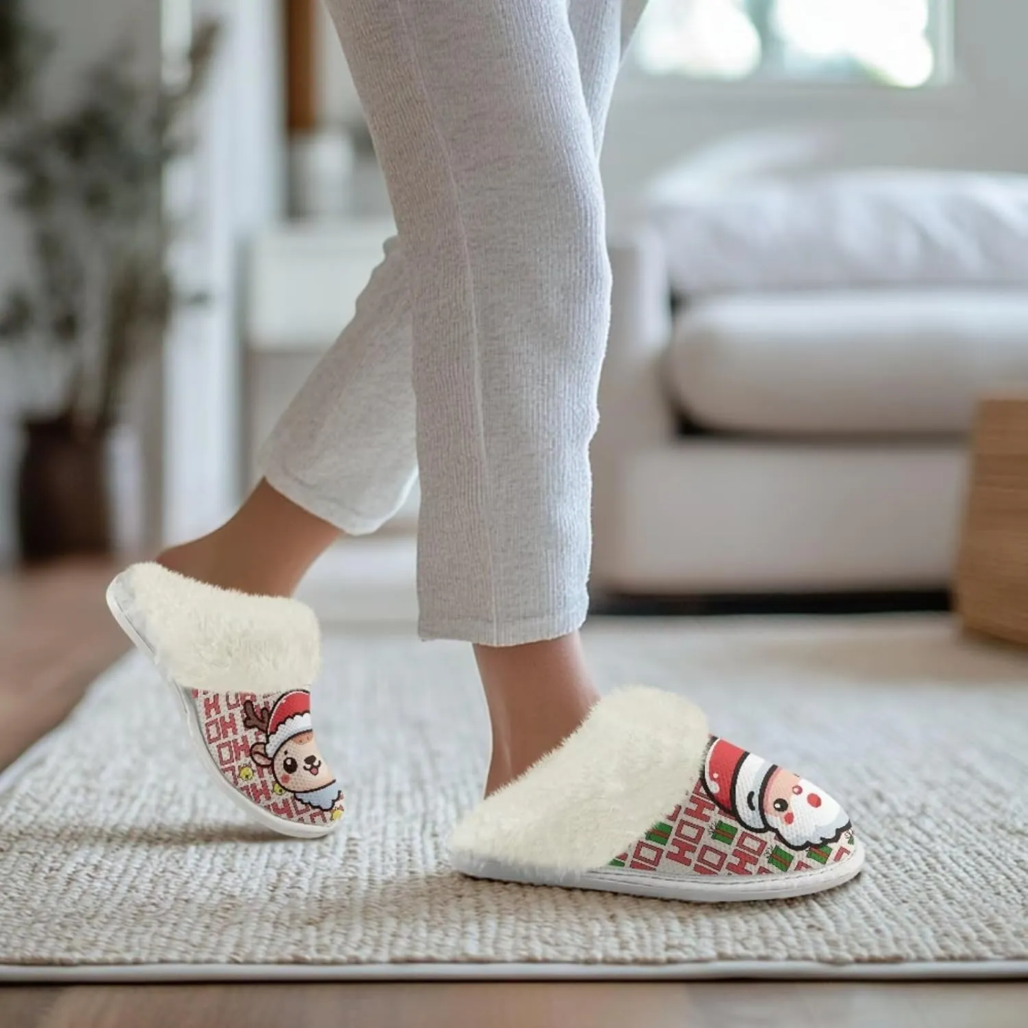 Women's Fuzzy Slippers Cozy Soft Indoor House Shoes with Anti-Skid Sole, Memory Foam Slippers Mens Slip On Shoes