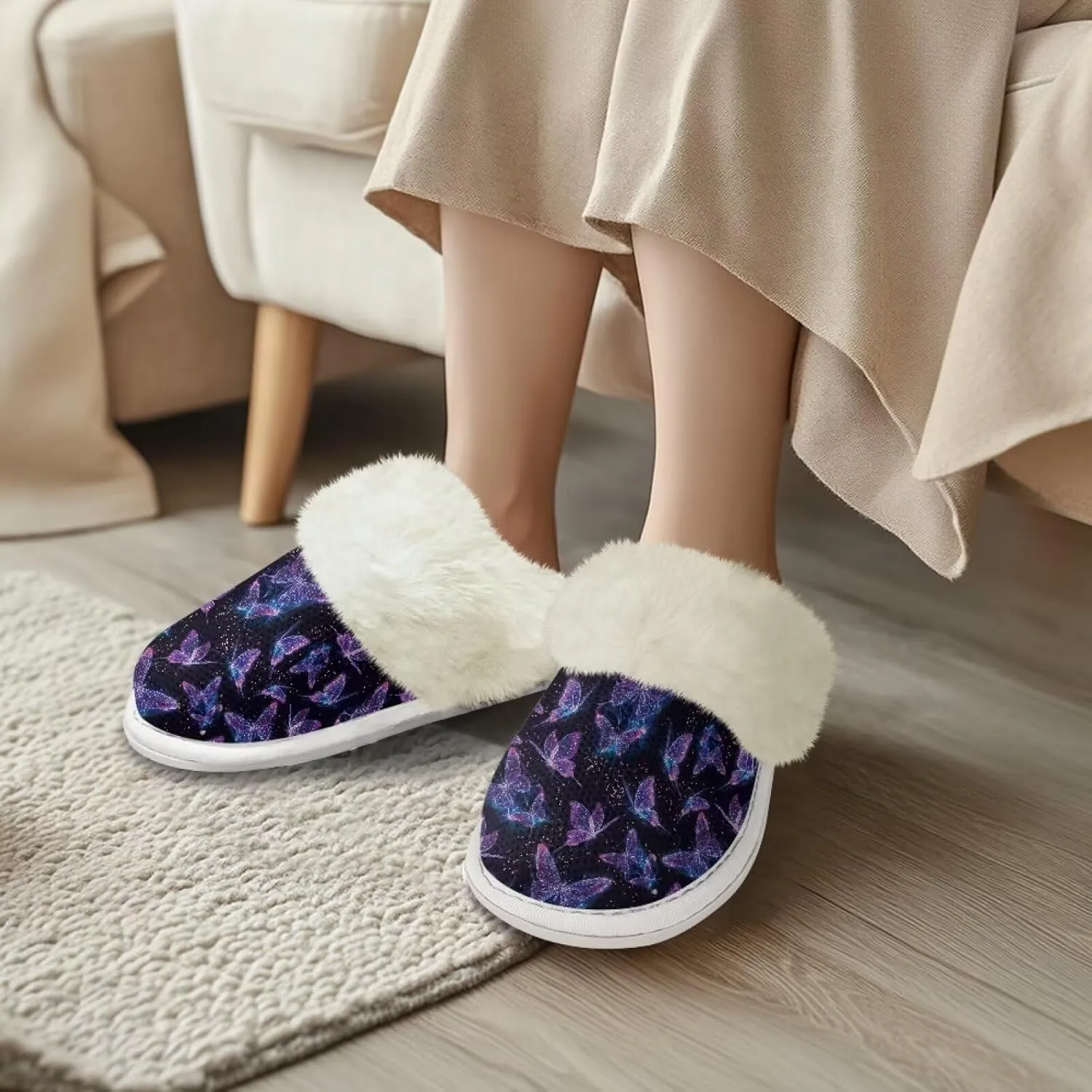Women's Fuzzy Slippers Fluffy Winter Warm House Shoes Comfort Non Slip Soft Plush Slippers Indoor and Outdoor US 5-10