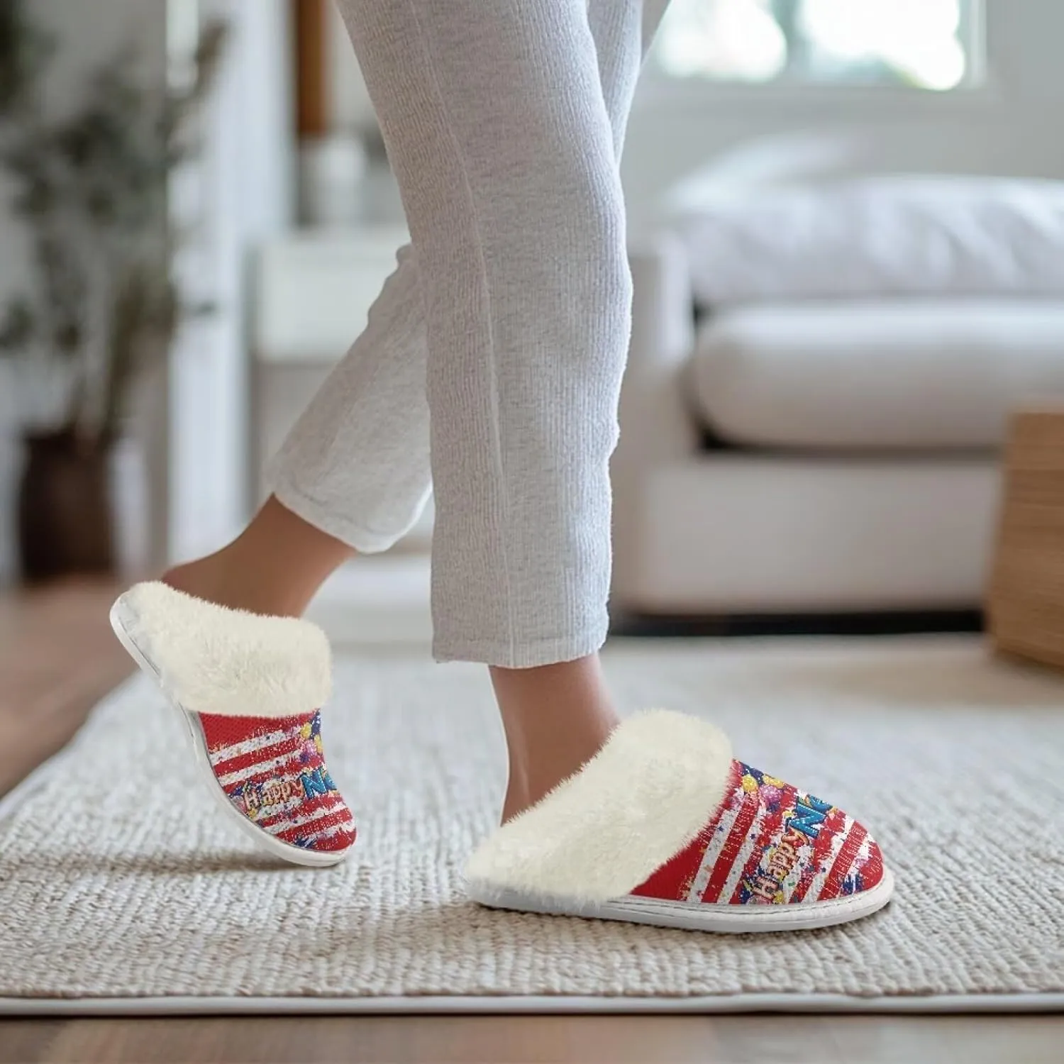 Women's Fuzzy Slippers Fluffy Winter Warm House Shoes Comfort Non Slip Soft Plush Slippers Indoor and Outdoor US 5-10