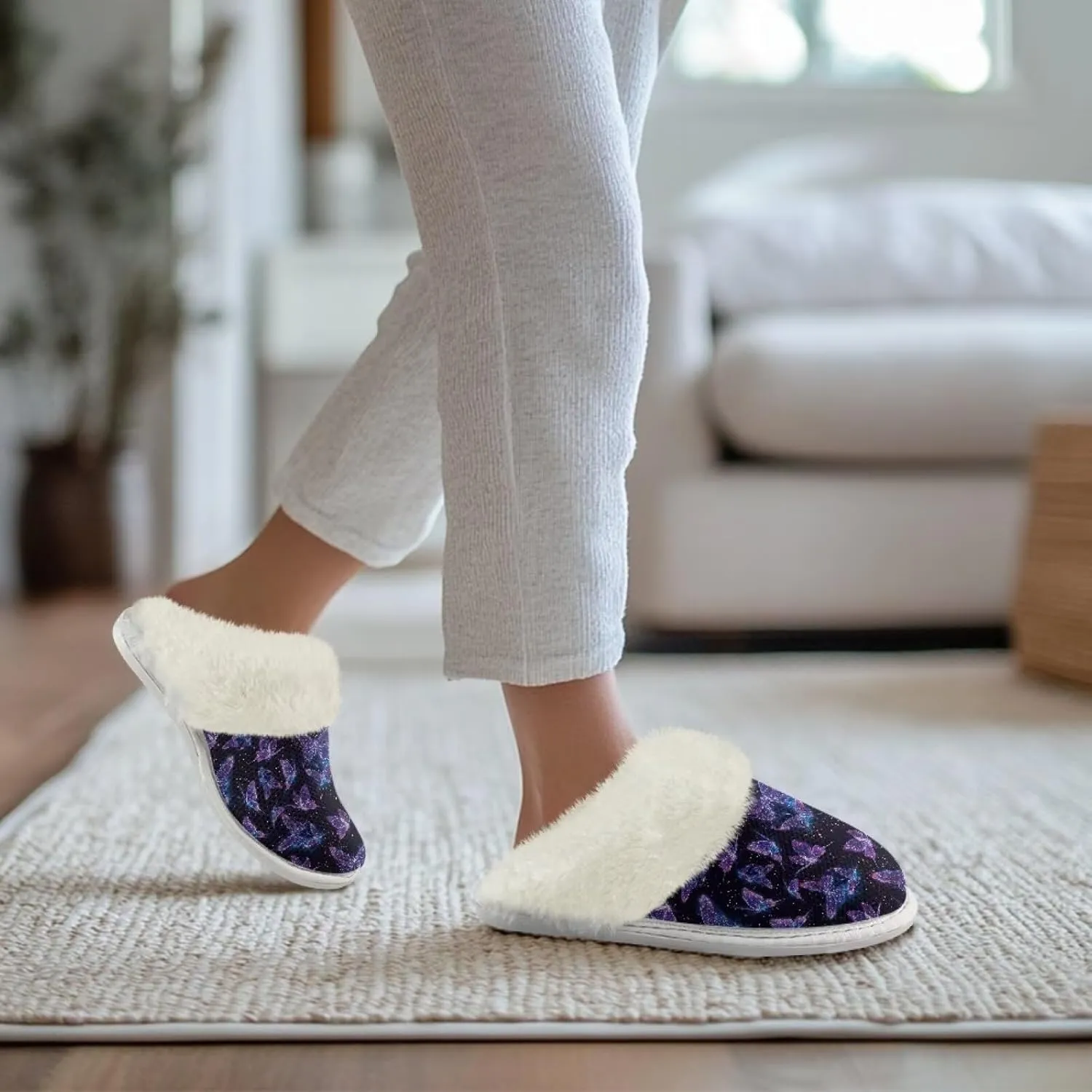 Women's Fuzzy Slippers Fluffy Winter Warm House Shoes Comfort Non Slip Soft Plush Slippers Indoor and Outdoor US 5-10