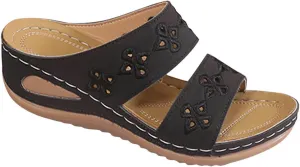 Women's Hollow Out Wedge Slippers Arch Support Anti-Slip Elegant Sandals Casual Orthopedic Summer Slide