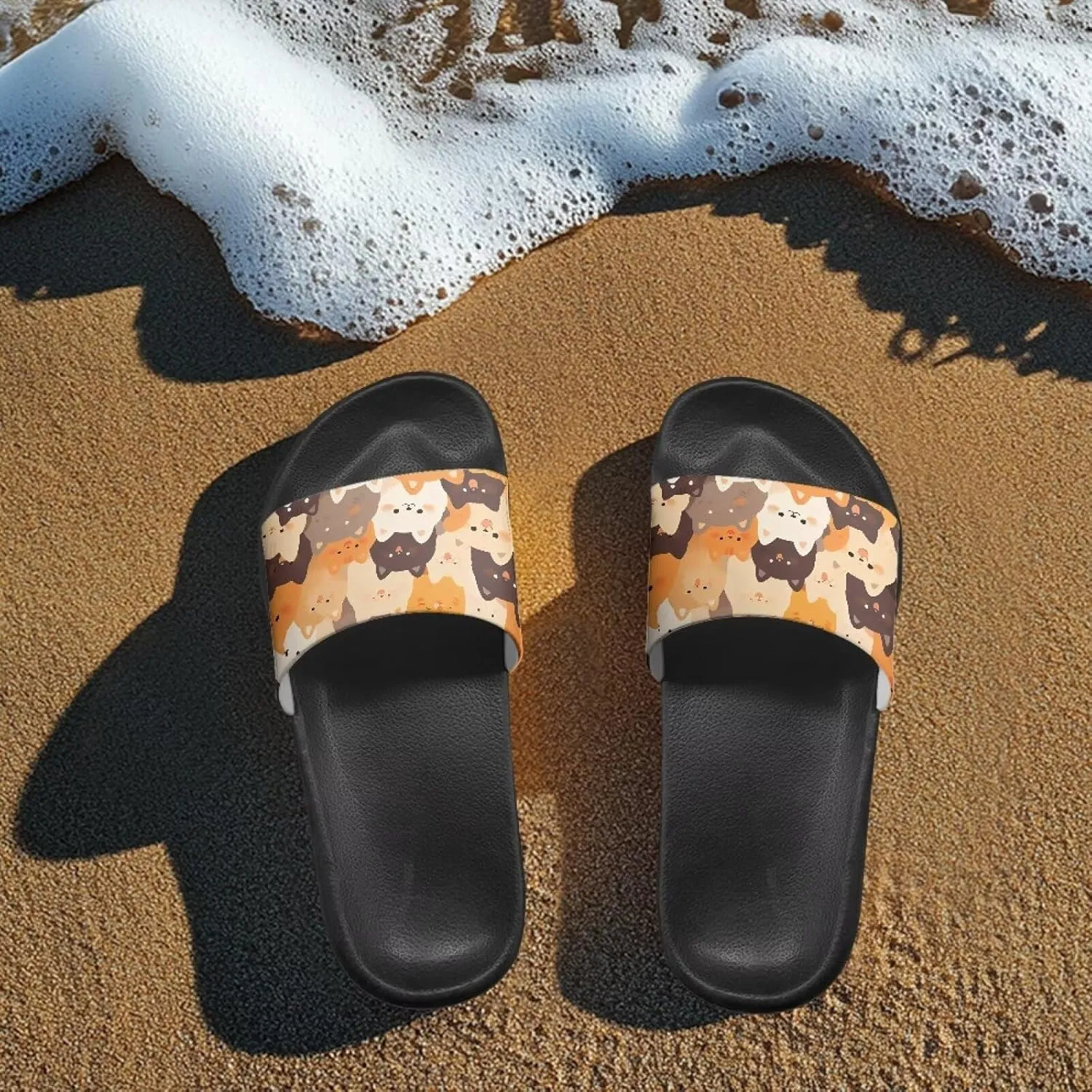 Womens Indoor Bathroom Quick-dry Shower Slides Non-Slip Outdoor Fashion Painted Summer Beach Sandal SizeUS 5-12.5