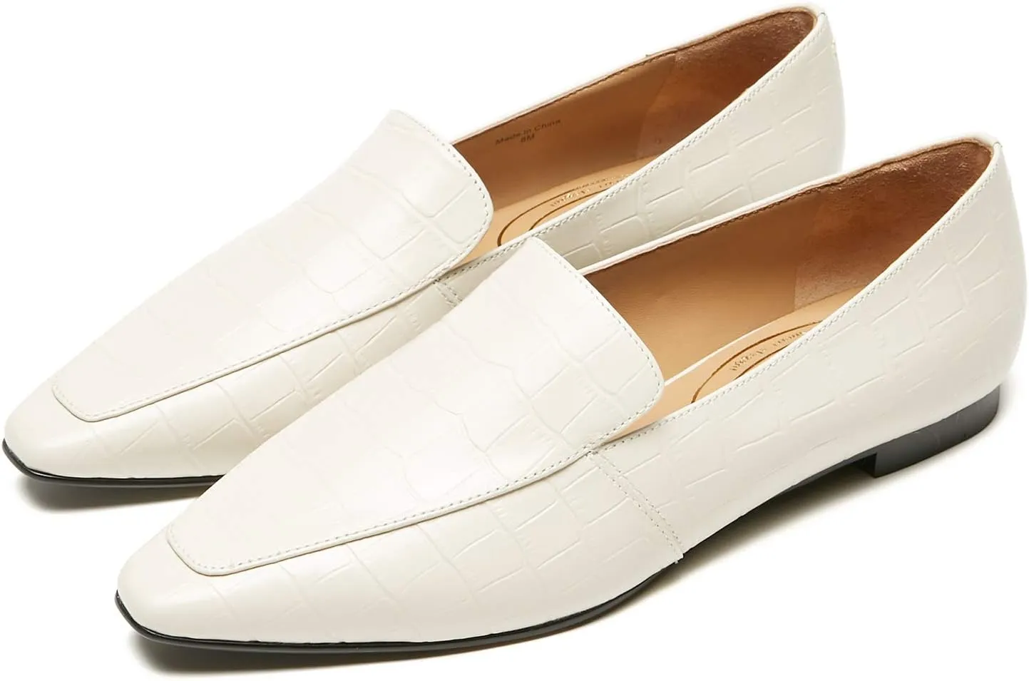 Women's Loafer Flat Crocodile Slip on Driving Loafers for Women Work Party White US 7