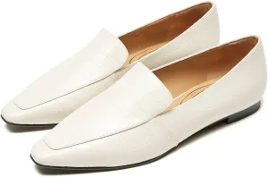 Women's Loafer Flat Crocodile Slip on Driving Loafers for Women Work Party White US 7