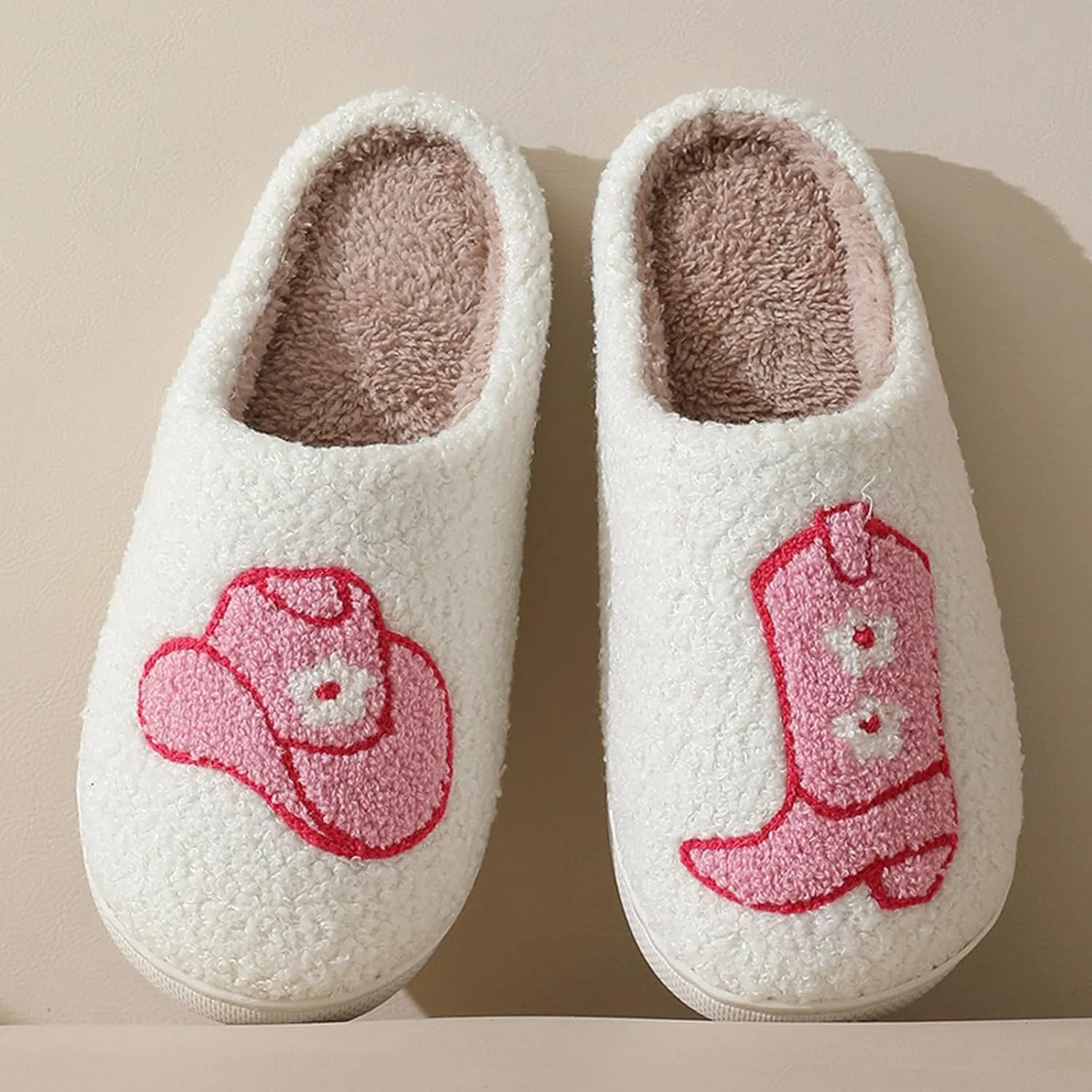 Womens Mens House Slippers Retro Comfy Warm Plush Slip on Fluffy Memory Foam Home Sippers for Winter Indoor Outdoor
