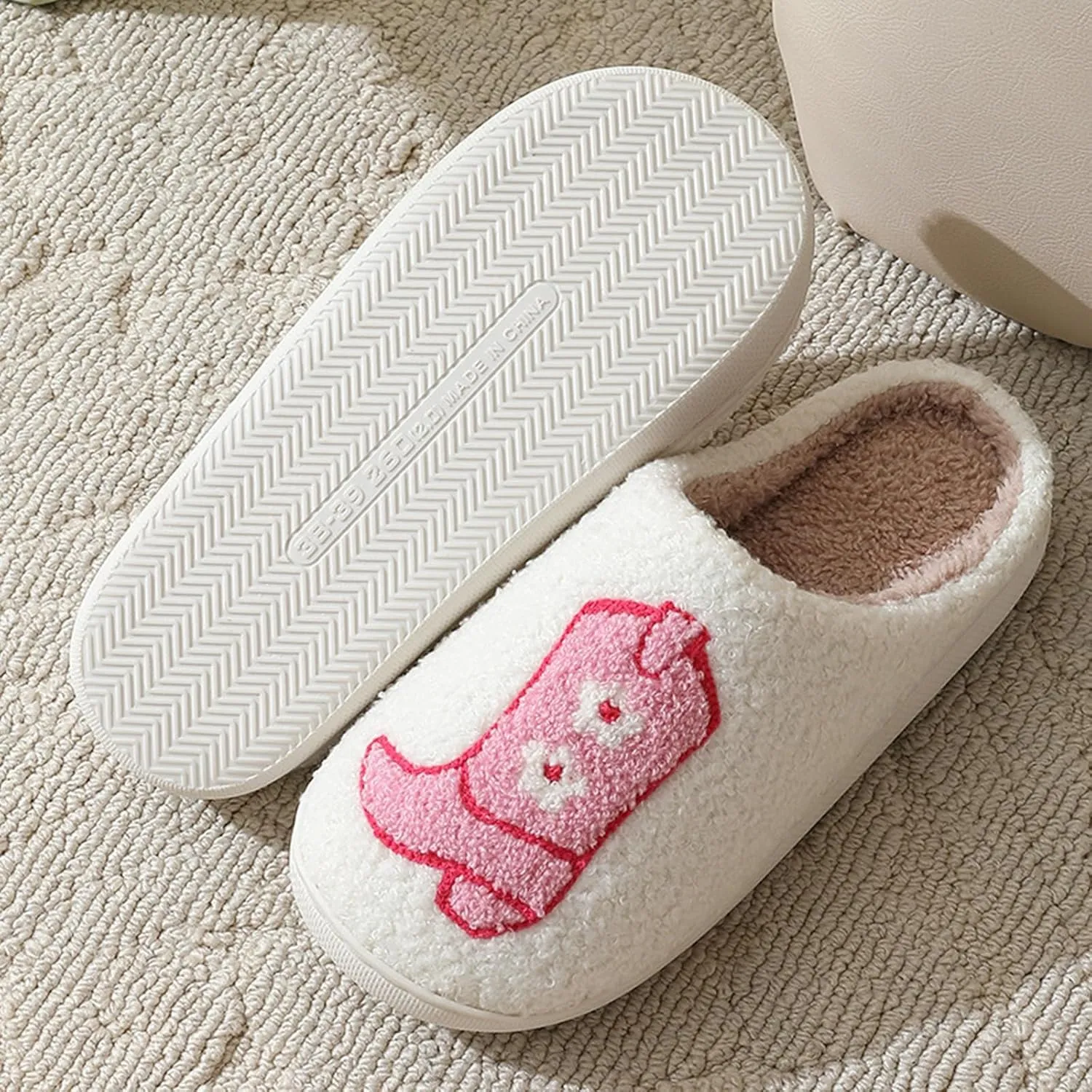 Womens Mens House Slippers Retro Comfy Warm Plush Slip on Fluffy Memory Foam Home Sippers for Winter Indoor Outdoor