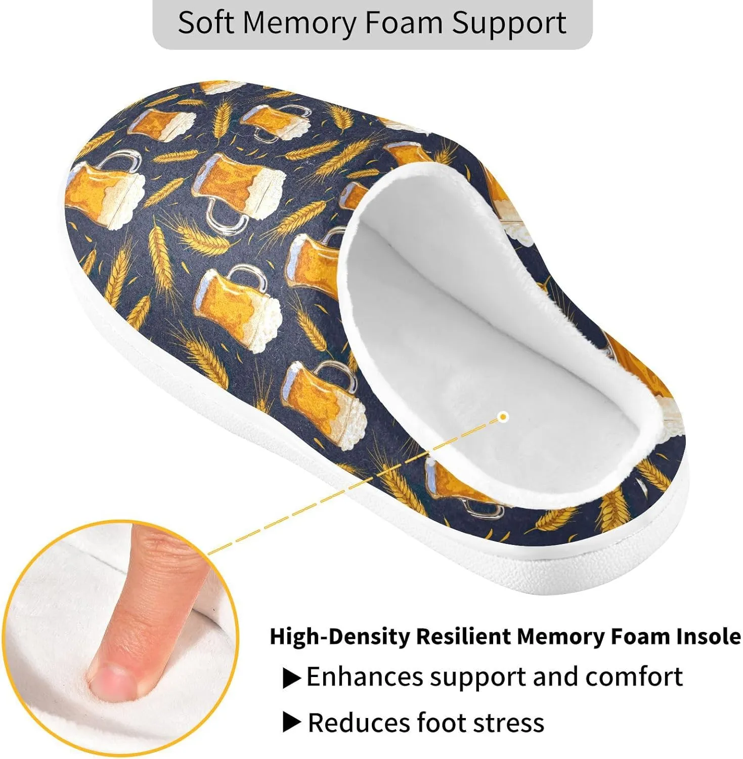 Women's Men's Slippers Memory Foam Fluffy Fuzzy Slipper Fleece Comfy Warm Slip On Winter Bedroom House Shoes for Outdoor Indoor Travel