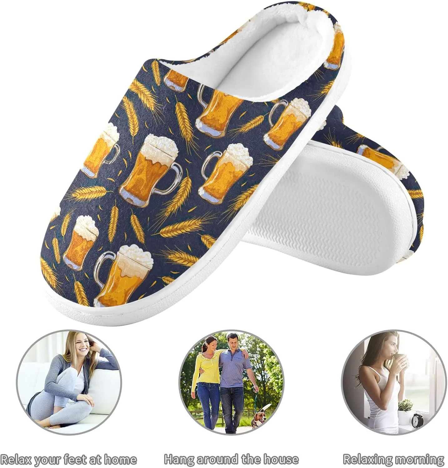 Women's Men's Slippers Memory Foam Fluffy Fuzzy Slipper Fleece Comfy Warm Slip On Winter Bedroom House Shoes for Outdoor Indoor Travel