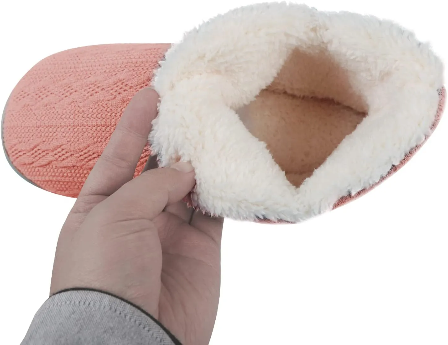Women's Men's Warm Winter Bootie Slipper Plush Furry Cozy Lined House Shoes Knit Memory Foam Slippers Indoor Outdoor Anti-Skid Rubber Sole