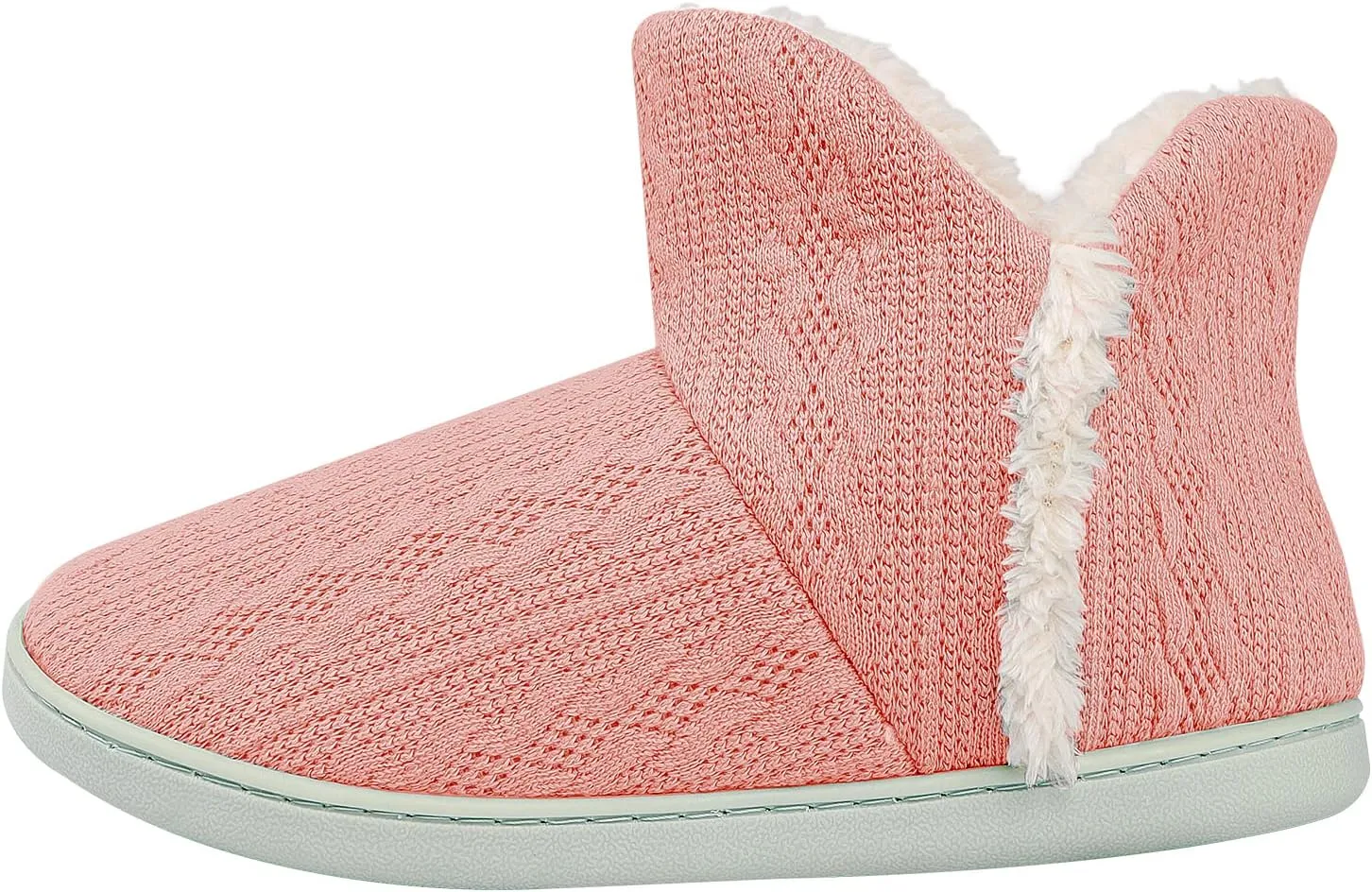 Women's Men's Warm Winter Bootie Slipper Plush Furry Cozy Lined House Shoes Knit Memory Foam Slippers Indoor Outdoor Anti-Skid Rubber Sole