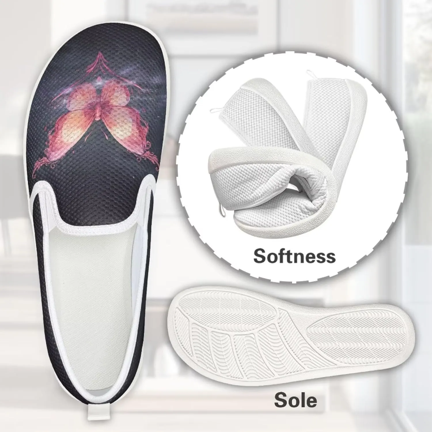 Women's Mesh Flats Shoes Slip On Casual Loafers Comfort Lightweight Travel Walking Shoes Non Slip Driving Shoes US 6-11