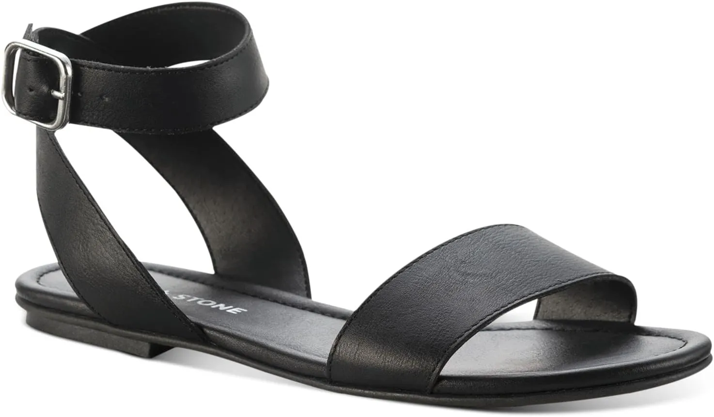 Womens Miiah Faux Leather Flat Sandals Black 9.5 Medium (B,M)