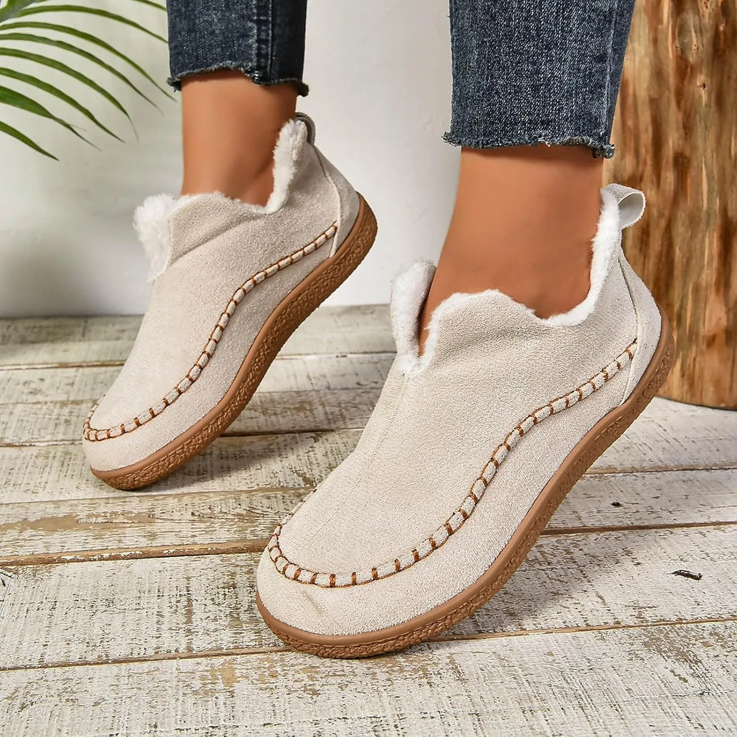Women's Moccasin Bootie Slippers With Cozy Memory Foam Winter Warm Fuzzy Indoor Outdoor House Slippers