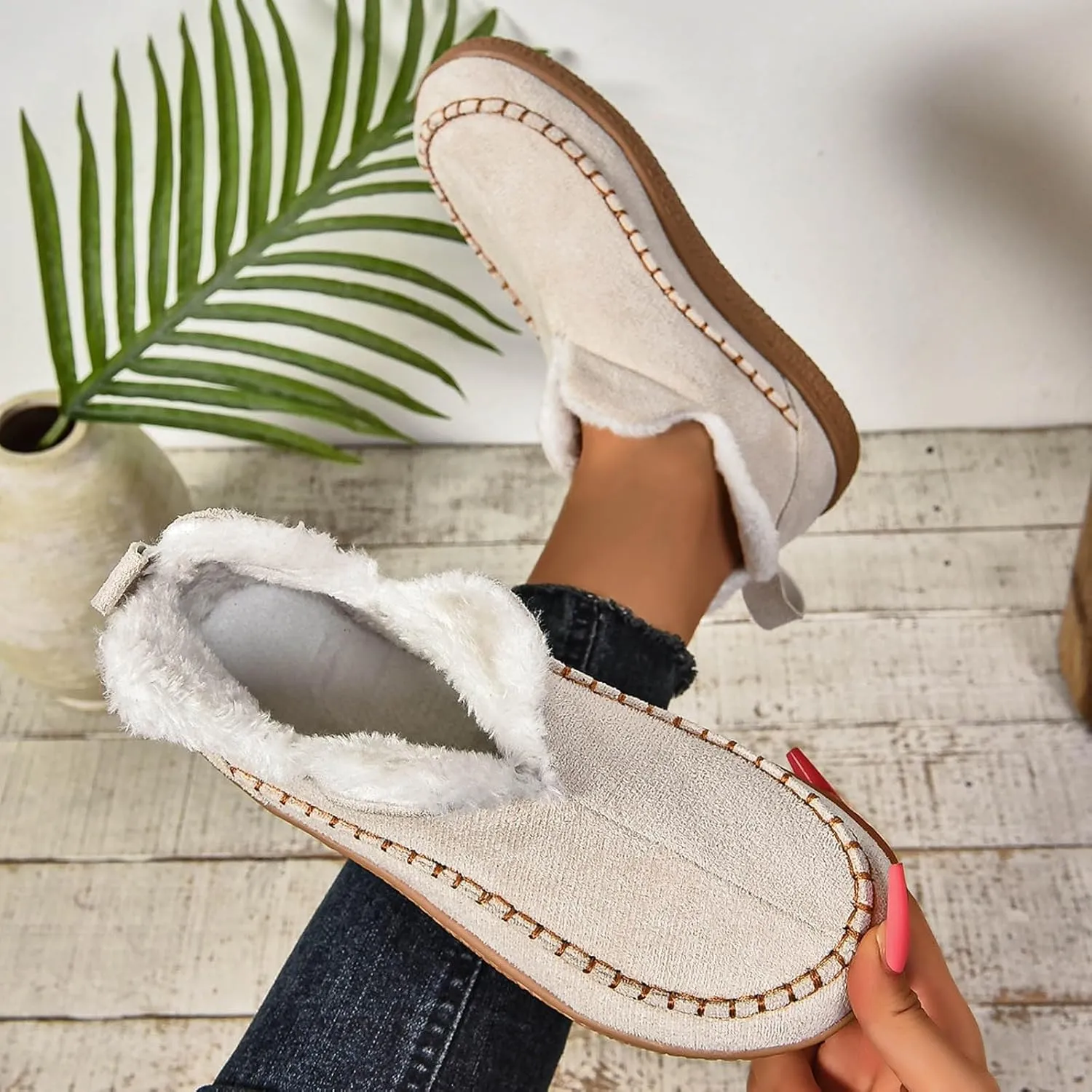 Women's Moccasin Bootie Slippers With Cozy Memory Foam Winter Warm Fuzzy Indoor Outdoor House Slippers